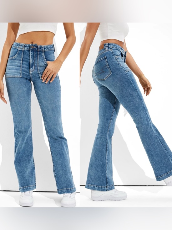 American Eagle Outfitters Denim - American Eagle Ne(xt) Level Stretch Super High-Rise Flare Blue Jeans